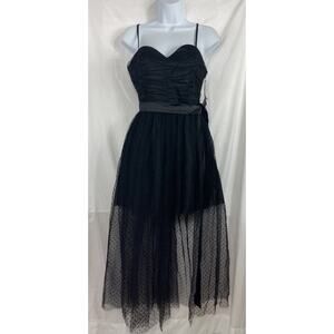Forever 21 Party Collection Black Tulle Dress Sz S Polka Dot Overlay Prom New
